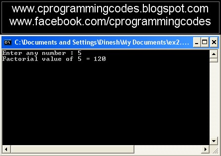 Write a c program for factorial of a given number